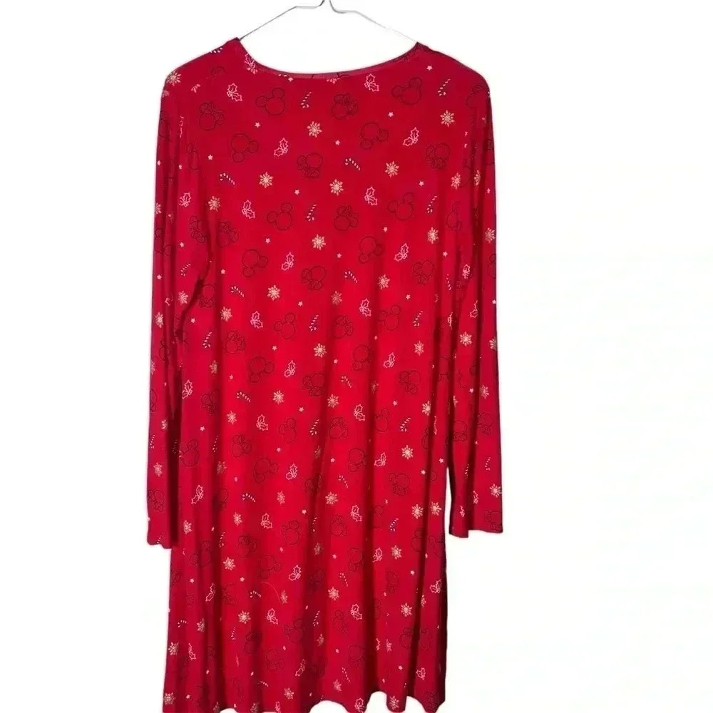 Disney Sleepwear Red Christmas Prints Long Sleeve Size 8 - Picture 2 of 7